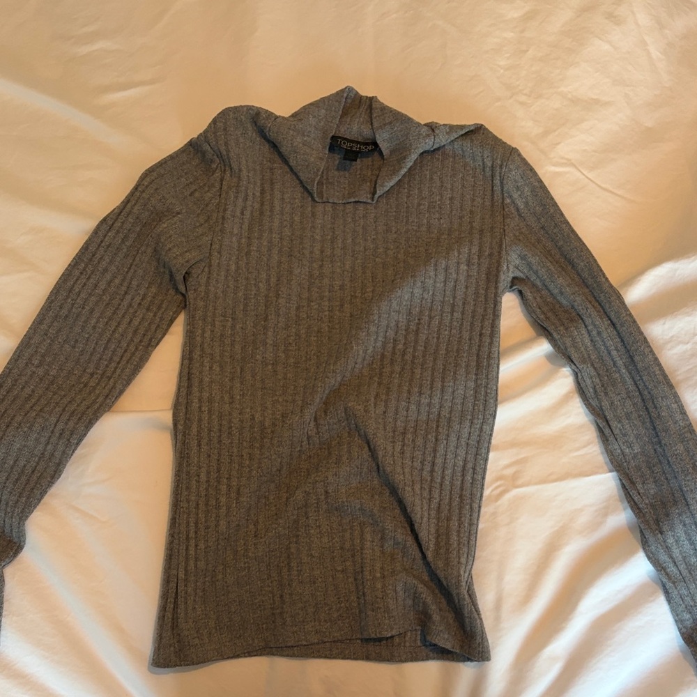Topshop Gray Ribbed Women’s Long Sleeve Size 4